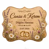 Kişiye Özel Ahşap Söz Nişan Nikah Düğün Kına Magneti, Kırmızı Detaylı Hatıra Magneti, Dikdörtgen Ahşap Magnet