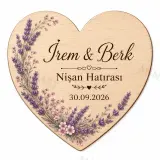 Kişiye Özel Ahşap Söz Nişan Nikah Düğün Kına Magneti, Kırmızı Detaylı Hatıra Magneti, Kalp Ahşap Magnet