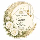 Kişiye Özel İslami Motifli Magnet, Dini Nikah Kına Söz Nişan Düğün Hatırası, Özel Tasarım Magnet