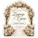 Kişiye Özel Düğün Kemeri Magneti, Çiçekli Nikah Alanı Hatırası, Özel Kesim Magnet