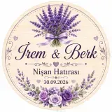 Kişiye Özel Söz Nişan Nikah Düğün Kına Magneti, Pembe Çiçekli Hatıra Magneti, Yuvarlak Magnet