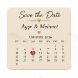 Kişiye Özel Save The Date Magneti, Takvim Tasarımlı Söz Nişan Düğün Hatırası, Dikdörtgen Magnet