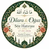 Kişiye Özel İslami Motifli Magnet, Dini Nikah Kına Söz Nişan Düğün Hatırası, Özel Tasarım Magnet