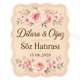 Kişiye Özel Ahşap Söz Nişan Nikah Düğün Kına Magneti, Kırmızı Detaylı Hatıra Magneti, Özel Kesim Ahşap Magnet