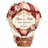 Kişiye Özel Sıcak Hava Balonu Magneti, Romantik Kına Düğün Hatırası, Özel Kesim Magnet