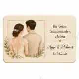 Kişiye Özel Fotoğraflı Magnet, Çift Fotoğraflı Söz Nişan Düğün Hatırası, Dikdörtgen Magnet