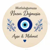 Kişiye Özel Nazar Boncuklu Magnet, Mutluluğumuza Nazar Değmesin Hatırası, Yuvarlak Magnet