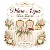 Kişiye Özel Ahşap Söz Nişan Nikah Düğün Kına Magneti, Kırmızı Detaylı Hatıra Magneti, Kalp Ahşap Magnet