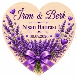 Kişiye Özel Söz Nişan Nikah Düğün Kına Magneti, Pembe Çiçekli Hatıra Magneti, Kalp Magnet