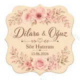 Kişiye Özel Söz Nişan Nikah Düğün Kına Magneti, Kırmızı Detaylı Hatıra Magneti, Yuvarlak Magnet