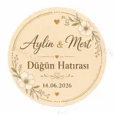 Kişiye Özel Söz Nişan Nikah Düğün Kına Magneti, Gold Detaylı Hatıra Magneti, Yuvarlak Magnet