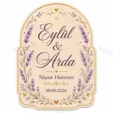Kişiye Özel Ahşap Söz Nişan Nikah Düğün Kına Magneti, Pembe Çiçekli Hatıra Magneti, Özel Kesim Ahşap Magnet