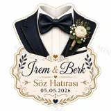 Kişiye Özel Damatlık Magneti, Papyonlu Smokin Detaylı Söz Nişan Düğün Hatırası, Özel Kesim Magnet