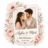 Kişiye Özel Fotoğraflı Magnet, Çift Fotoğraflı Söz Nişan Düğün Hatırası, Dikdörtgen Magnet