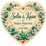Kişiye Özel Söz Nişan Nikah Düğün Kına Magneti, Mavi Çiçekli Hatıra Magneti, Kalp Magnet