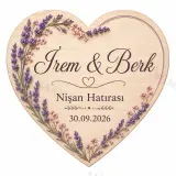 Kişiye Özel Ahşap Söz Nişan Nikah Düğün Kına Magneti, Kırmızı Detaylı Hatıra Magneti, Kalp Ahşap Magnet