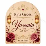 Kişiye Özel Kına Gecesi Magneti, Fener ve Gül Detaylı Hatıra Magneti, Kemerli Magnet