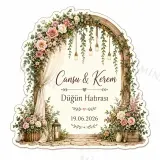 Kişiye Özel Düğün Kemeri Magneti, Çiçekli Nikah Alanı Hatırası, Özel Kesim Magnet