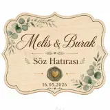 Kişiye Özel Ahşap Söz Nişan Nikah Düğün Kına Magneti, Gold Detaylı Hatıra Magneti, Dikdörtgen Ahşap Magnet
