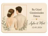 Kişiye Özel Fotoğraflı Magnet, Çift Fotoğraflı Söz Nişan Düğün Hatırası, Dikdörtgen Magnet