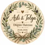 Kişiye Özel Söz Nişan Nikah Düğün Kına Magneti, Gold Detaylı Hatıra Magneti, Yuvarlak Magnet