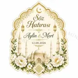 Kişiye Özel İslami Motifli Magnet, Dini Nikah Kına Söz Nişan Düğün Hatırası, Özel Tasarım Magnet