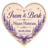 Kişiye Özel Söz Nişan Nikah Düğün Kına Magneti, Pembe Çiçekli Hatıra Magneti, Kalp Magnet