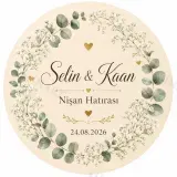 Kişiye Özel Söz Nişan Nikah Düğün Kına Magneti, Gold Detaylı Hatıra Magneti, Yuvarlak Magnet