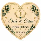 Kişiye Özel Söz Nişan Nikah Düğün Kına Magneti, Gold Detaylı Hatıra Magneti, Kalp Magnet