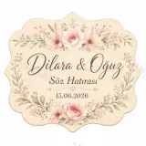 Kişiye Özel Söz Nişan Nikah Düğün Kına Magneti, Kırmızı Detaylı Hatıra Magneti, Dikdörtgen Magnet