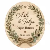 Kişiye Özel Ahşap Söz Nişan Nikah Düğün Kına Magneti, Gold Detaylı Hatıra Magneti, Özel Kesim Ahşap Magnet