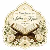 Kişiye Özel İslami Motifli Magnet, Dini Nikah Kına Söz Nişan Düğün Hatırası, Özel Tasarım Magnet