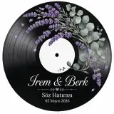 Kişiye Özel Plak Magneti, Vintage Vinyl Tasarımlı Söz Nişan Düğün Kına Hatırası, Yuvarlak Magnet