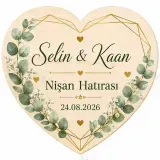 Kişiye Özel Söz Nişan Nikah Düğün Kına Magneti, Gold Detaylı Hatıra Magneti, Kalp Magnet