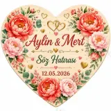 Kişiye Özel Söz Nişan Nikah Düğün Kına Magneti, Kırmızı Detaylı Hatıra Magneti, Kalp Magnet