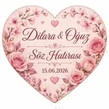 Kişiye Özel Söz Nişan Nikah Düğün Kına Magneti, Kırmızı Detaylı Hatıra Magneti, Kalp Magnet