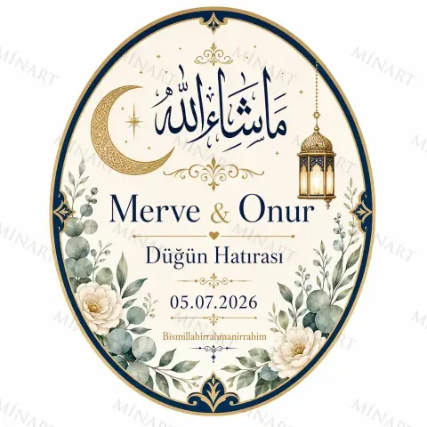 Kişiye Özel İslami Motifli Magnet, Dini Nikah Kına Söz Nişan Düğün Hatırası, Özel Tasarım Magnet