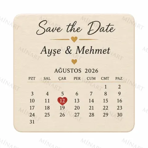 Kişiye Özel Save The Date Magneti, Takvim Tasarımlı Söz Nişan Düğün Hatırası, Dikdörtgen Magnet