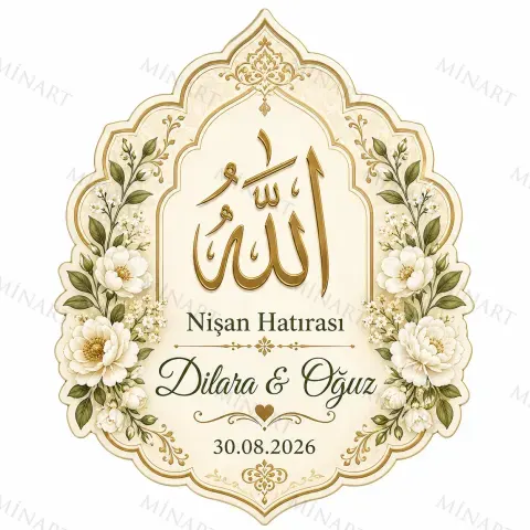 Kişiye Özel İslami Motifli Magnet, Dini Nikah Kına Söz Nişan Düğün Hatırası, Özel Tasarım Magnet