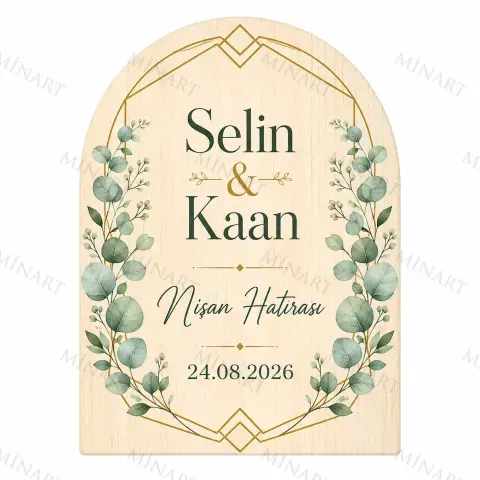 Kişiye Özel Söz Nişan Nikah Düğün Kına Magneti, Gold Detaylı Hatıra Magneti, Özel Kesim Magnet