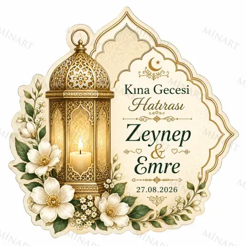 Kişiye Özel İslami Motifli Magnet, Dini Nikah Kına Söz Nişan Düğün Hatırası, Özel Tasarım Magnet