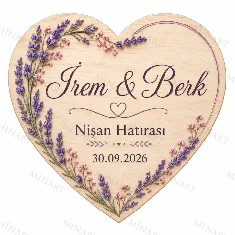 Kişiye Özel Ahşap Söz Nişan Nikah Düğün Kına Magneti, Kırmızı Detaylı Hatıra Magneti, Kalp Ahşap Magnet