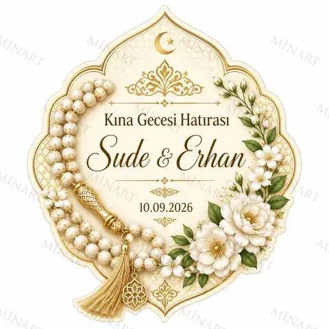 Kişiye Özel İslami Motifli Magnet, Dini Nikah Kına Söz Nişan Düğün Hatırası, Özel Tasarım Magnet