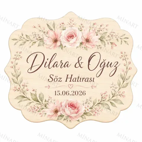 Kişiye Özel Söz Nişan Nikah Düğün Kına Magneti, Kırmızı Detaylı Hatıra Magneti, Dikdörtgen Magnet