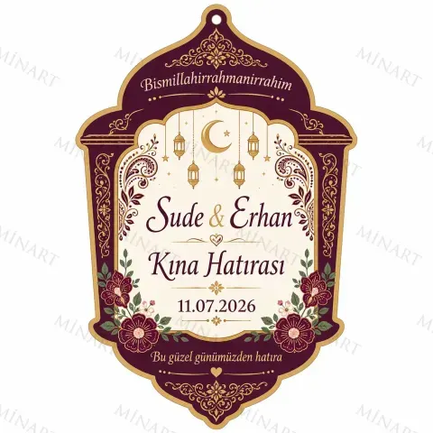 Kişiye Özel İslami Motifli Magnet, Dini Nikah Kına Söz Nişan Düğün Hatırası, Özel Tasarım Magnet