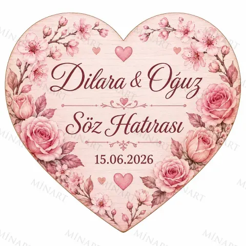 Kişiye Özel Söz Nişan Nikah Düğün Kına Magneti, Kırmızı Detaylı Hatıra Magneti, Kalp Magnet