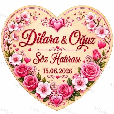 Kişiye Özel Söz Nişan Nikah Düğün Kına Magneti, Kırmızı Detaylı Hatıra Magneti, Kalp Magnet