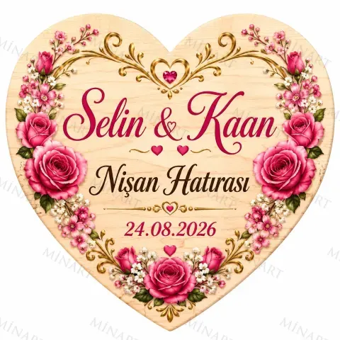 Kişiye Özel Söz Nişan Nikah Düğün Kına Magneti, Kırmızı Detaylı Hatıra Magneti, Kalp Magnet