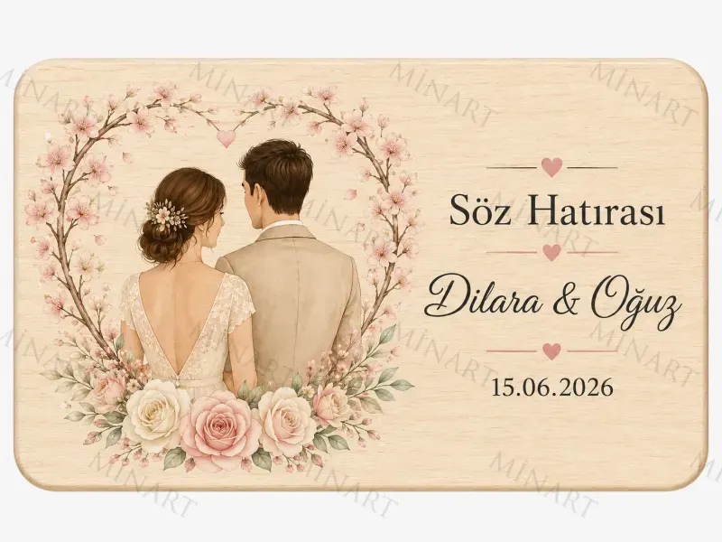 Kişiye Özel Fotoğraflı Magnet, Çift Fotoğraflı Söz Nişan Düğün Hatırası, Dikdörtgen Magnet