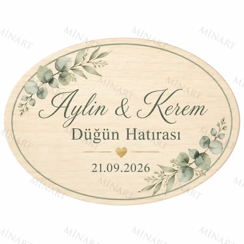 Kişiye Özel Ahşap Söz Nişan Nikah Düğün Kına Magneti, Gold Detaylı Hatıra Magneti, Dikdörtgen Ahşap Magnet